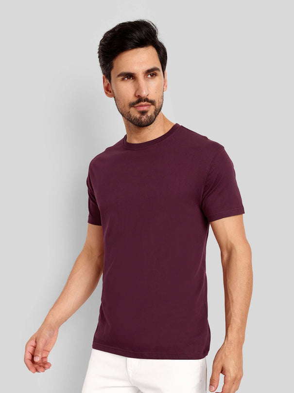 Men's Regular Solid T-Shirt - Brick Red