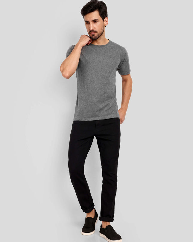 Unisex Regular Solid T-Shirt - Charcoal Melange