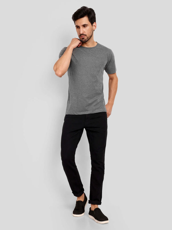 Unisex Regular Solid T-Shirt - Charcoal Melange