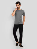 Men's Regular Solid T-Shirt - Charcoal Melange