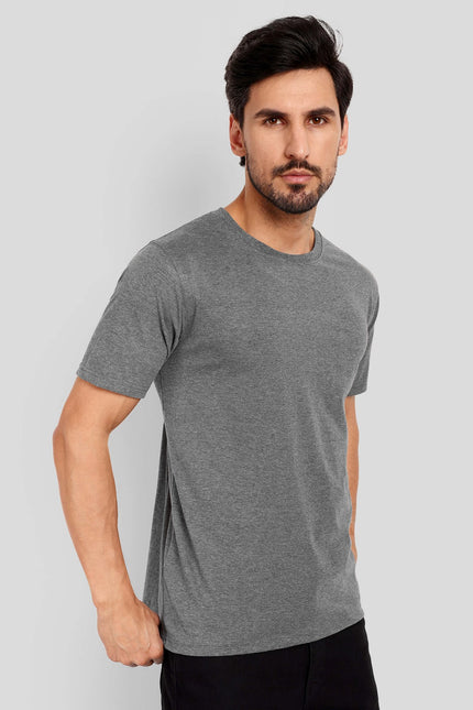Unisex Regular Solid T-Shirt - Charcoal Melange