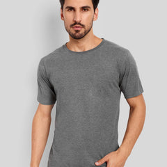 Unisex Regular Solid T-Shirt - Charcoal Melange