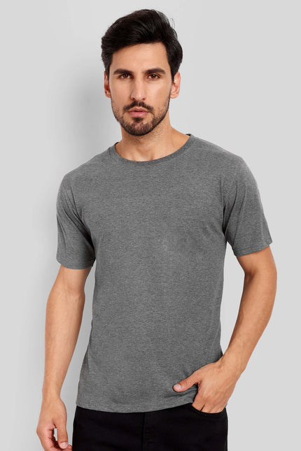 Unisex Regular Solid T-Shirt - Charcoal Melange