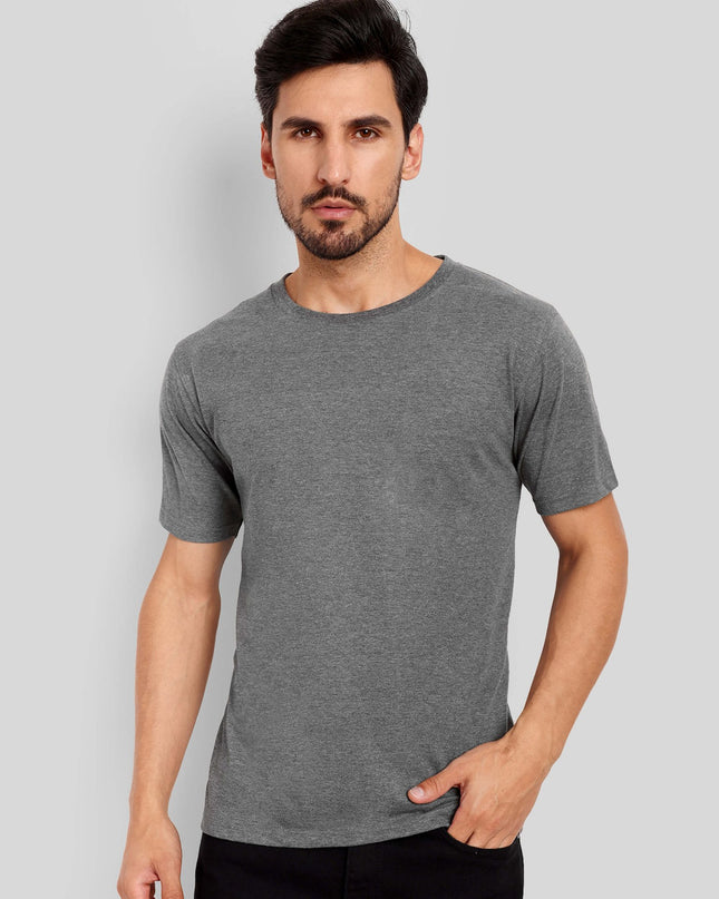 Unisex Regular Solid T-Shirt - Charcoal Melange