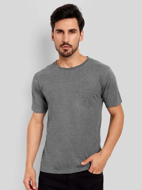 Unisex Regular Solid T-Shirt - Charcoal Melange