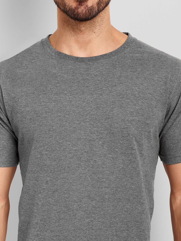 Unisex Regular Solid T-Shirt - Charcoal Melange
