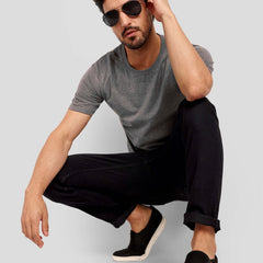 Unisex Regular Solid T-Shirt - Charcoal Melange
