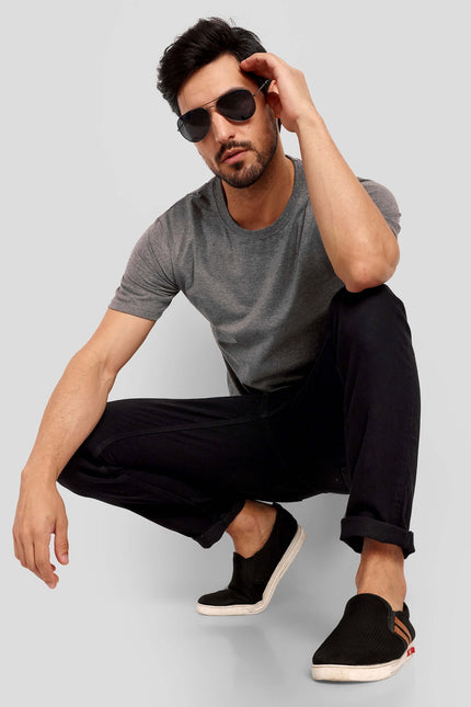 Unisex Regular Solid T-Shirt - Charcoal Melange