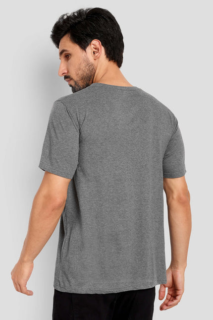 Unisex Regular Solid T-Shirt - Charcoal Melange