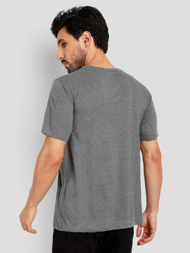 Unisex Regular Solid T-Shirt - Charcoal Melange