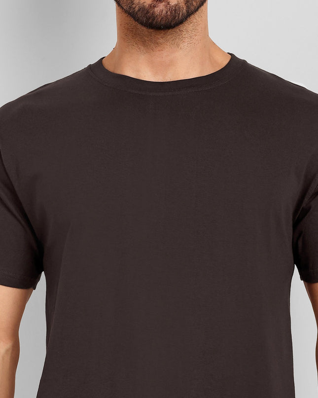 Unisex Regular Solid T-Shirt - Coffee Brown