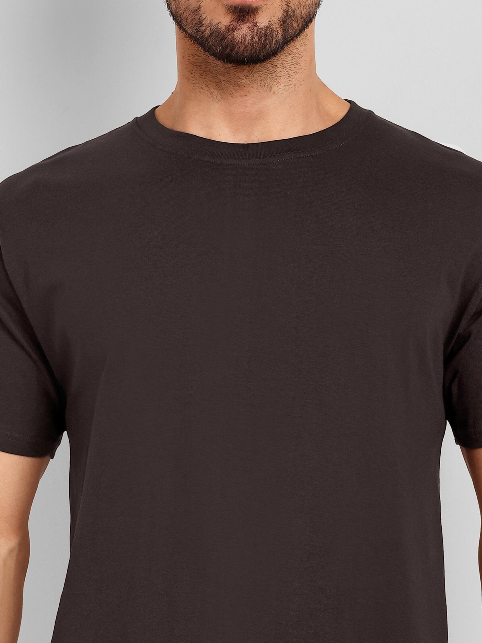 Men's Regular Solid T-Shirt - Coffee Brown