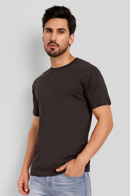 Unisex Regular Solid T-Shirt - Coffee Brown