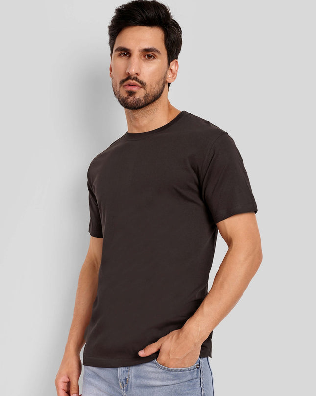 Unisex Regular Solid T-Shirt - Coffee Brown