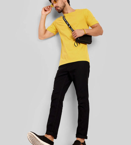 Unisex Regular Solid T-Shirt - Golden Yellow
