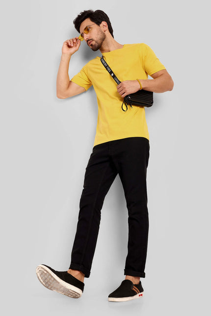 Men's Regular Solid T-Shirt - Golden Yellow