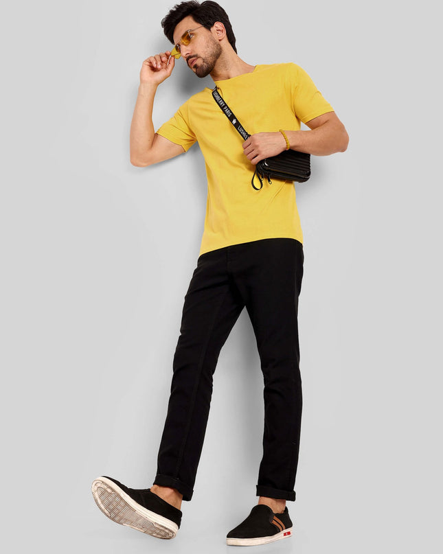 Men's Regular Solid T-Shirt - Golden Yellow