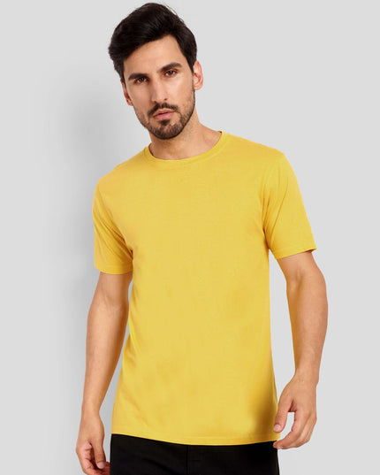 Men's Regular Solid T-Shirt - Golden Yellow