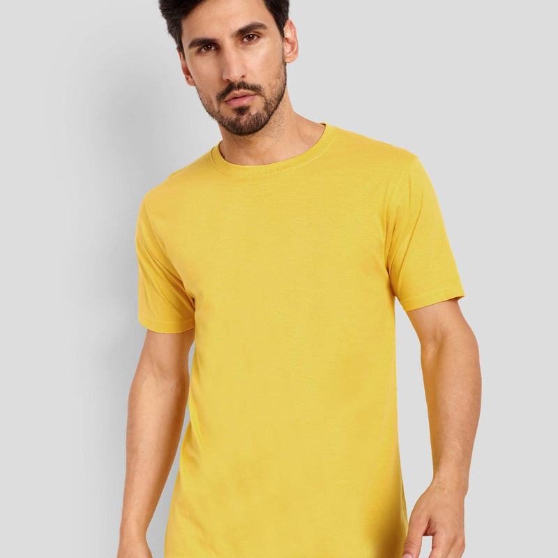 Men's Regular Solid T-Shirt - Golden Yellow