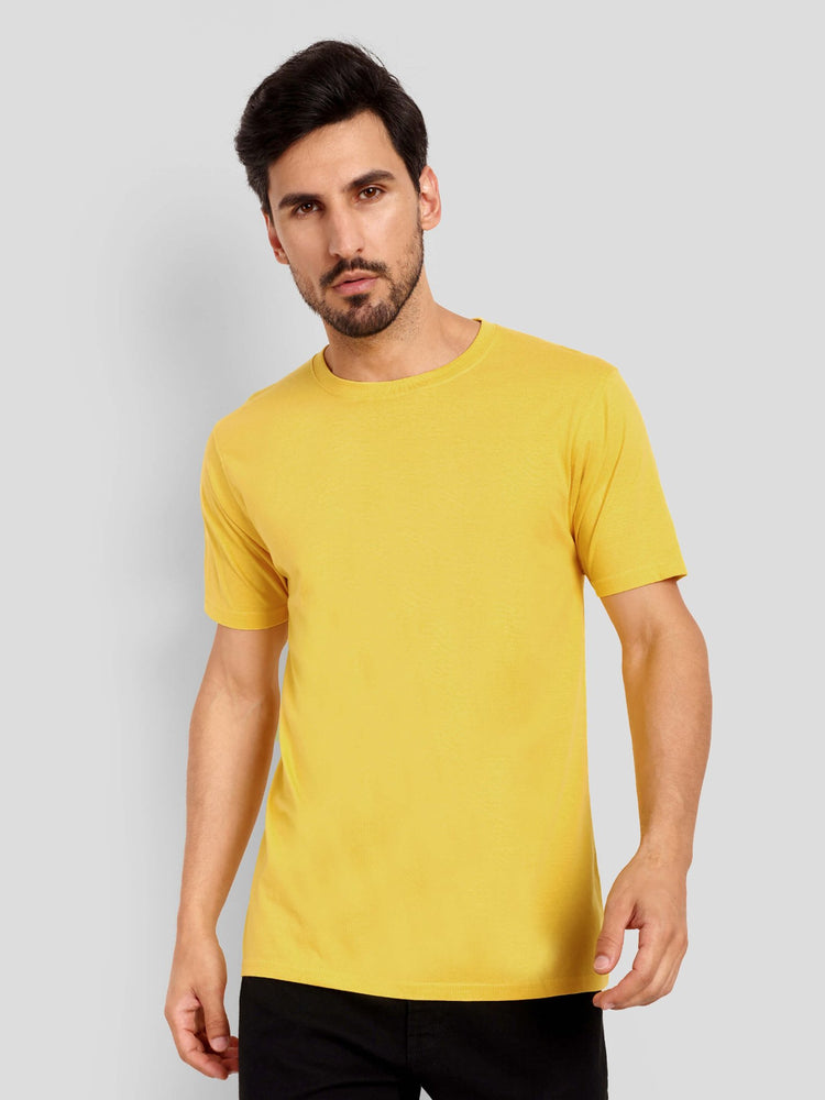 Men's Regular Solid T-Shirt - Golden Yellow