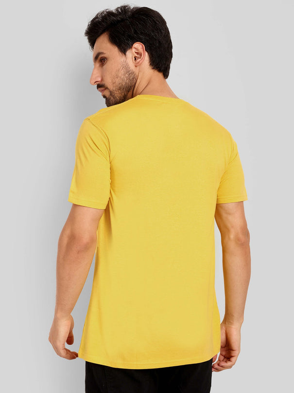 Men's Regular Solid T-Shirt - Golden Yellow