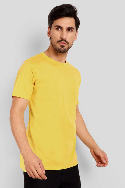 Men's Regular Solid T-Shirt - Golden Yellow