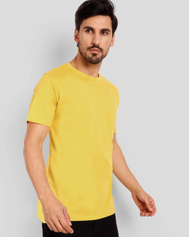 Men's Regular Solid T-Shirt - Golden Yellow