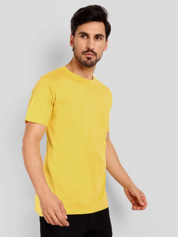 Men's Regular Solid T-Shirt - Golden Yellow