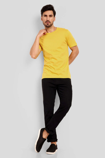 Men's Regular Solid T-Shirt - Golden Yellow