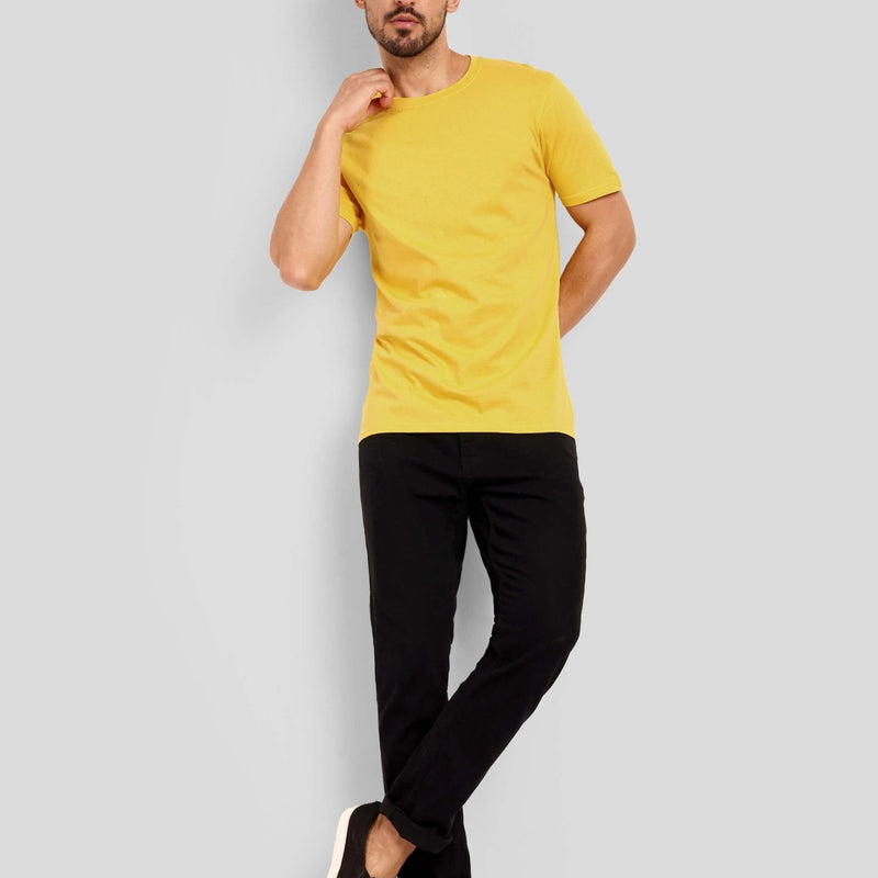 Men's Regular Solid T-Shirt - Golden Yellow