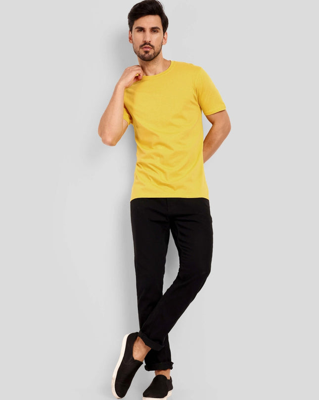 Men's Regular Solid T-Shirt - Golden Yellow