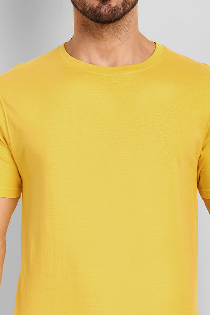 Men's Regular Solid T-Shirt - Golden Yellow