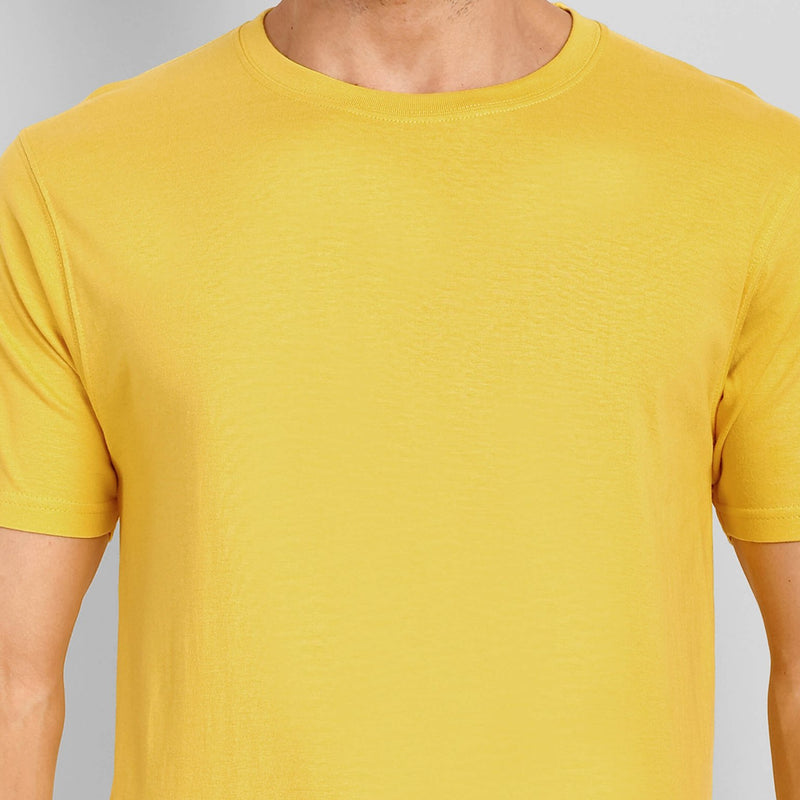 Men's Regular Solid T-Shirt - Golden Yellow
