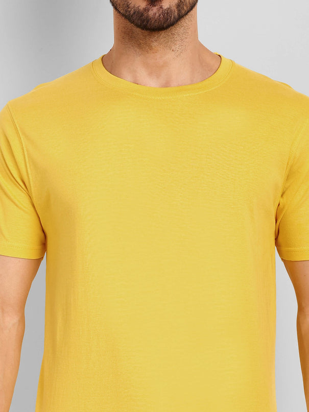 Men's Regular Solid T-Shirt - Golden Yellow