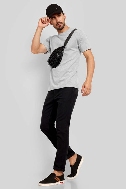 Unisex Regular Solid T-Shirt - Grey Melange