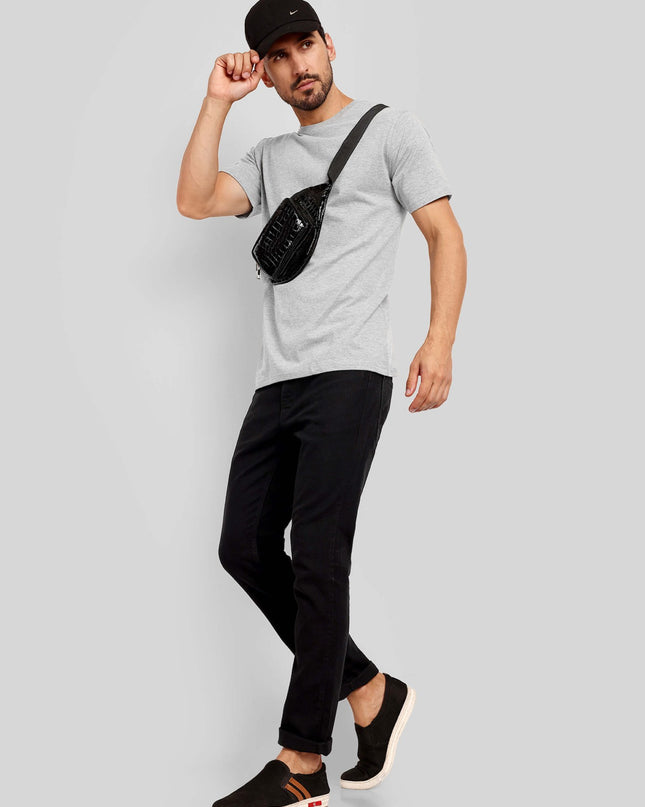 Unisex Regular Solid T-Shirt - Grey Melange