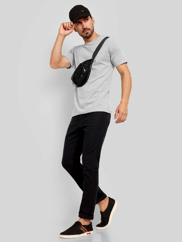 Unisex Regular Solid T-Shirt - Grey Melange