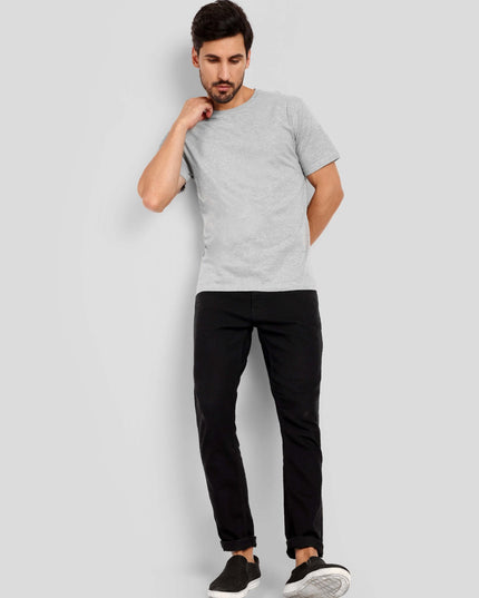 Unisex Regular Solid T-Shirt - Grey Melange