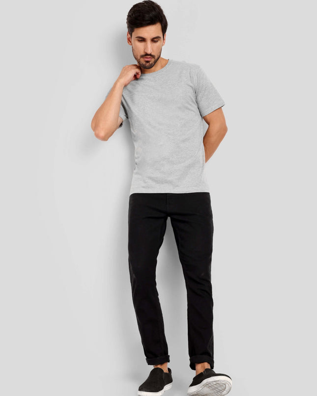 Unisex Regular Solid T-Shirt - Grey Melange