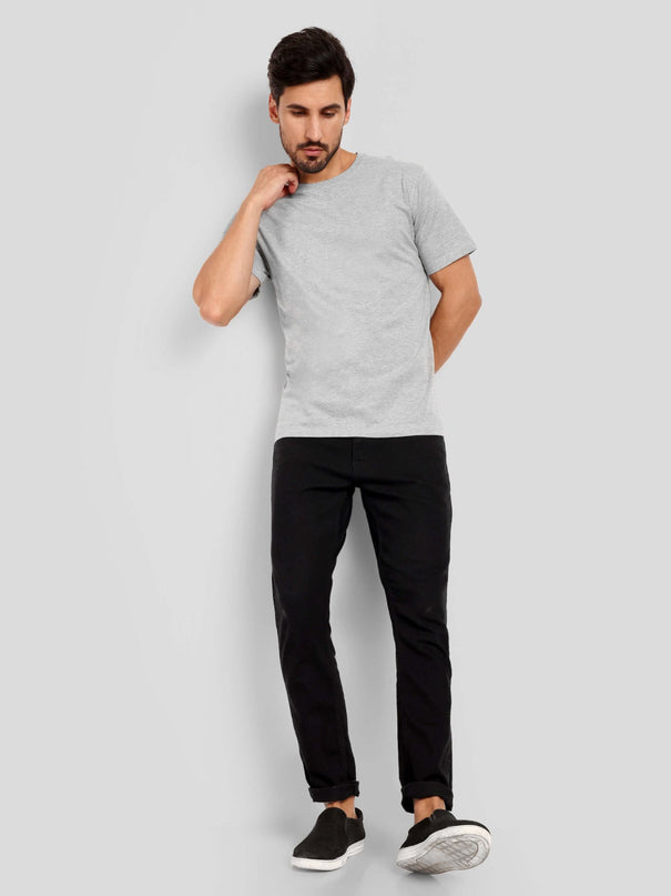Unisex Regular Solid T-Shirt - Grey Melange