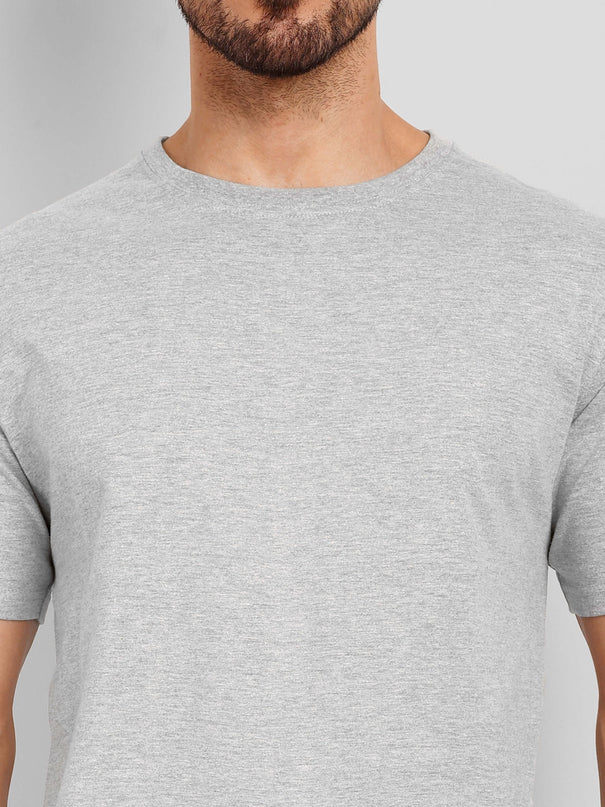 Unisex Regular Solid T-Shirt - Grey Melange