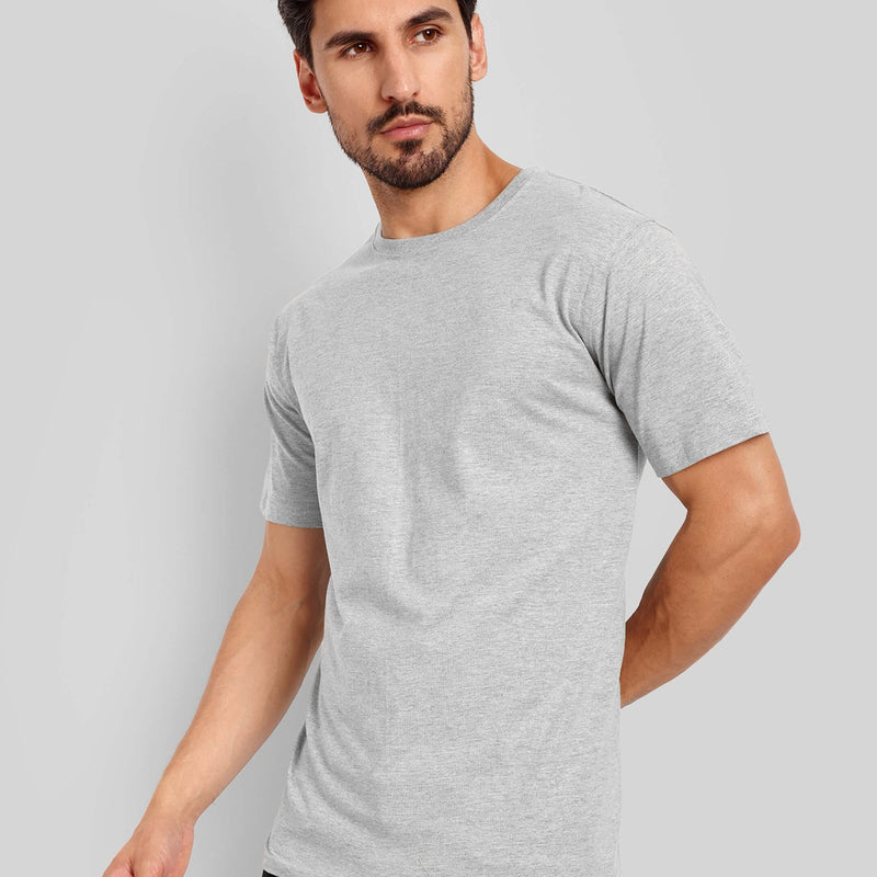 Unisex Regular Solid T-Shirt - Grey Melange