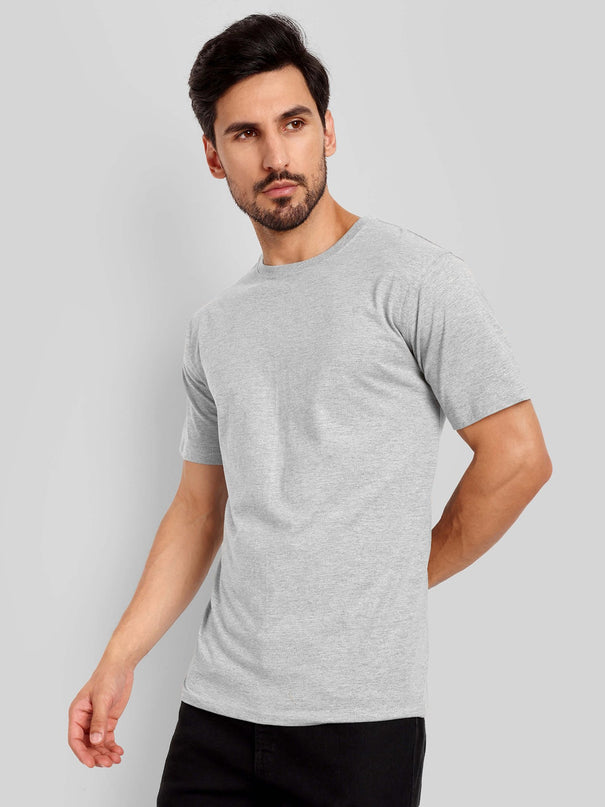 Unisex Regular Solid T-Shirt - Grey Melange
