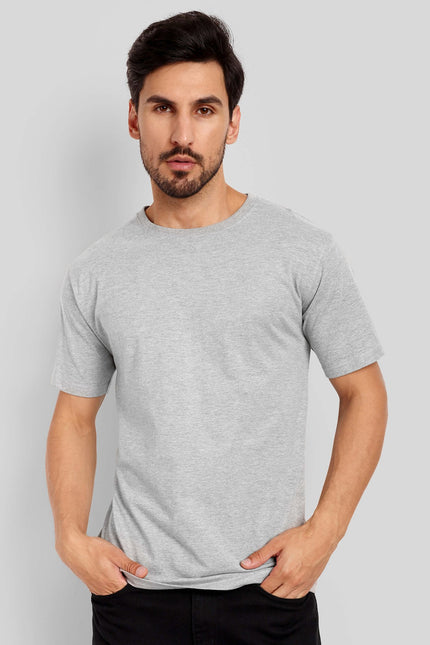 Unisex Regular Solid T-Shirt - Grey Melange