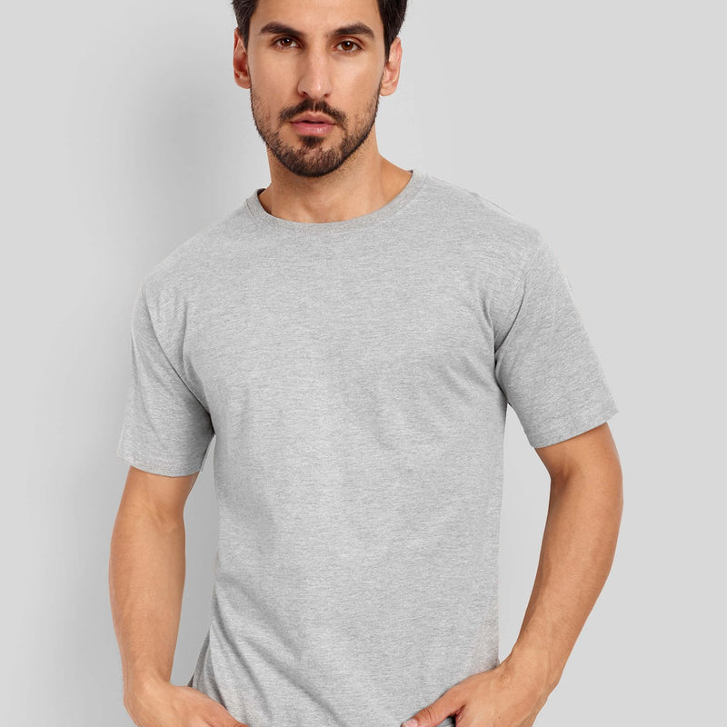 Unisex Regular Solid T-Shirt - Grey Melange