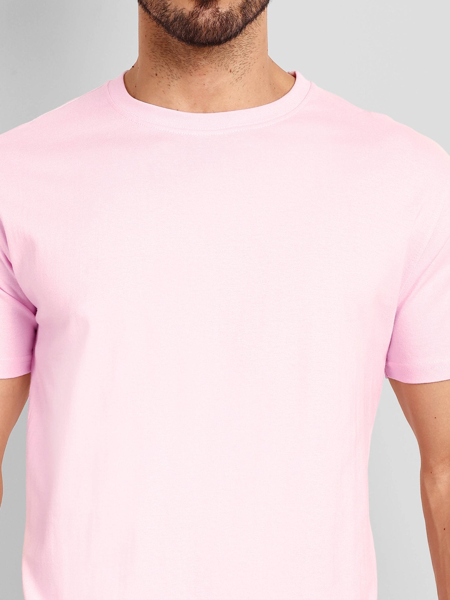 Men's Regular Solid T-Shirt - Light Baby Pink