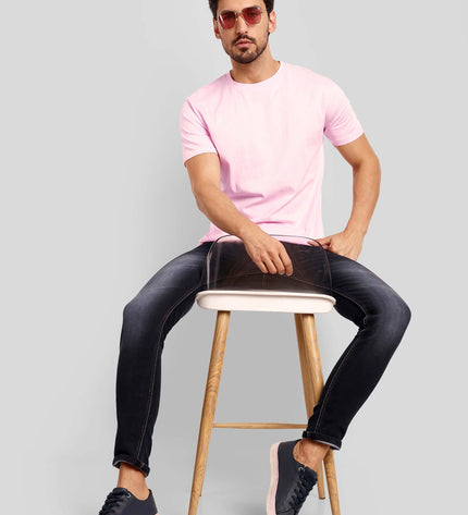 Unisex Regular Solid T-Shirt - Light Baby Pink