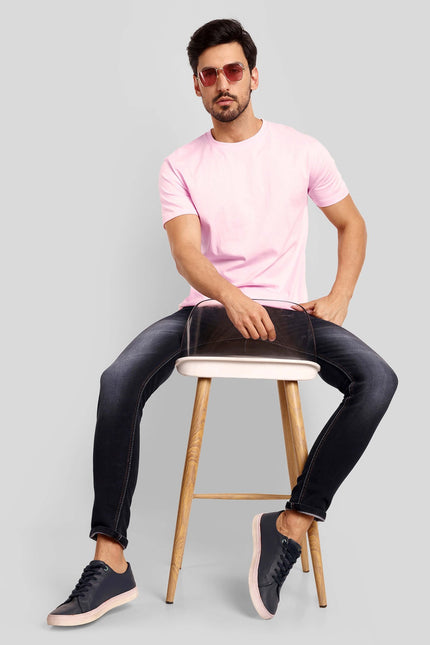 Unisex Regular Solid T-Shirt - Light Baby Pink