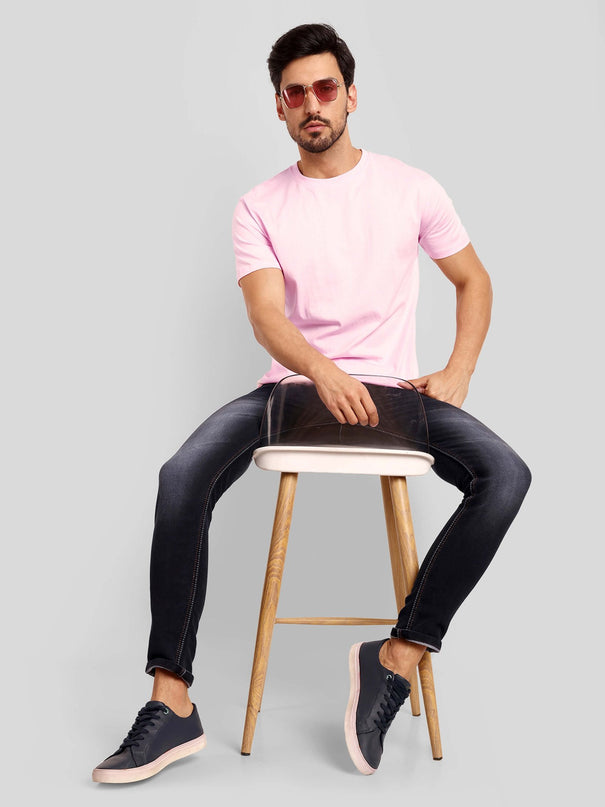 Unisex Regular Solid T-Shirt - Light Baby Pink