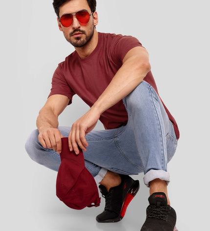 Unisex Regular Solid T-Shirt - Maroon